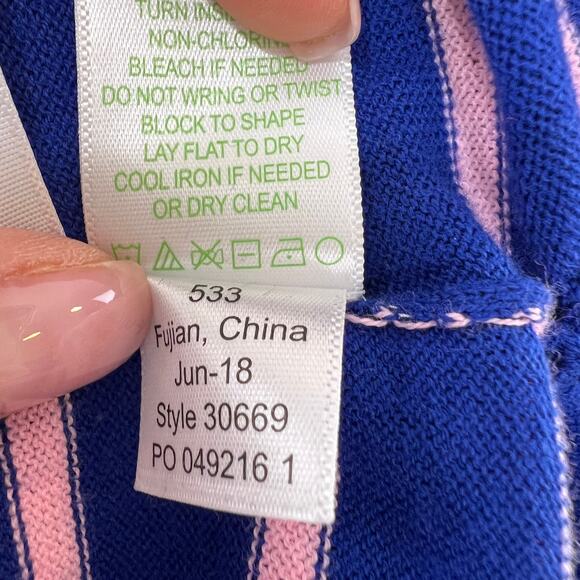 LILLY PULITZER Twilight Blue Coastal Shell Stripe Elba Tassel Sweater Size S - Picture 11 of 11